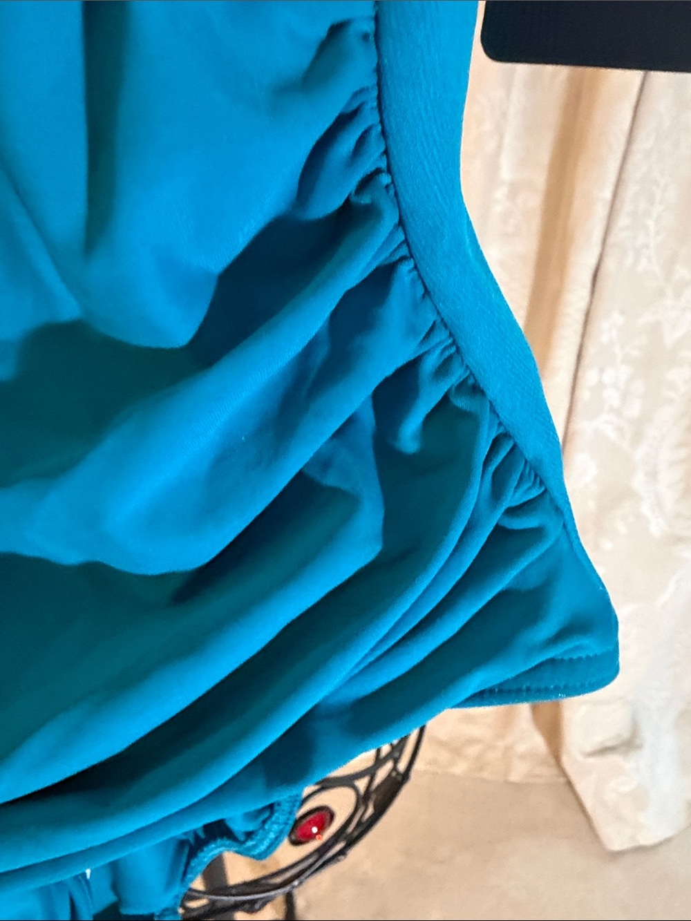 Miraclesuit Teal Blue Ruched Crossover Swim One-Piece. You will look 10lbs less - Picture 5 of 9